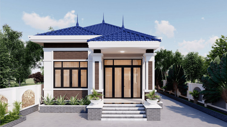 Mẫu nhà cấp 4 mái Nhật 3 phòng ngủ đơn giản với thiết kế hiện đại, tinh tế ở nông thôn