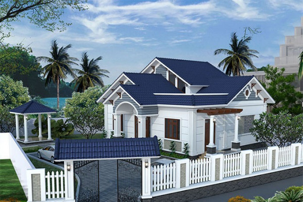 Mẫu nhà cấp 4 gác lửng mái thái với mặt tiền 5m