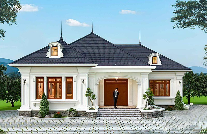 Mẫu nhà vườn mái Nhật 1 tầng