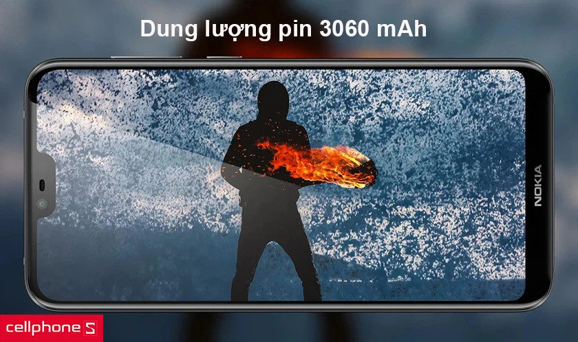 Thời lượng pin 3060 mAh của điện thoại Nokia 6.1 Plus