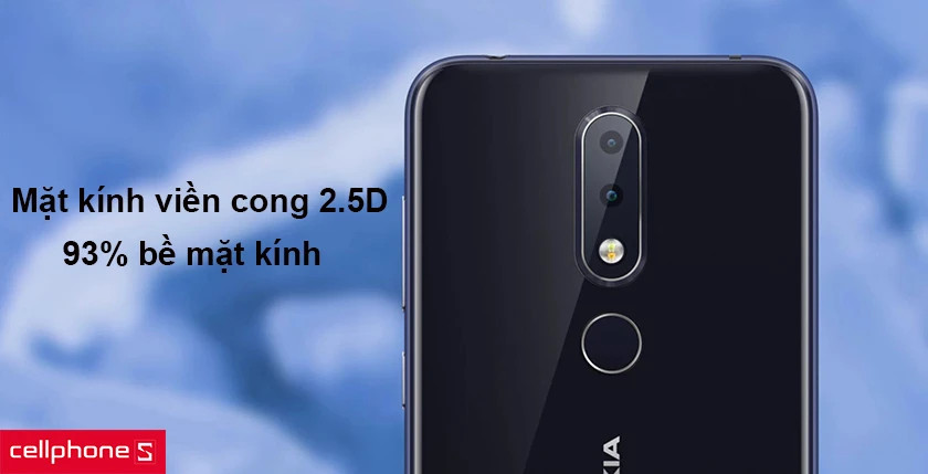 Thiết kế Nokia 6.1 Plus với khung kim loại và mặt lưng kính cao cấp bo tròn
