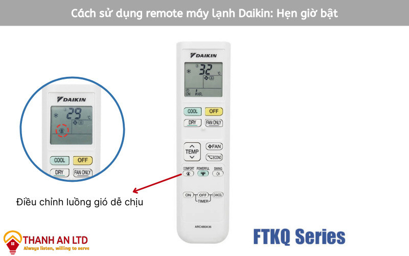 Kích hoạt chế độ Comfort để có luồng gió dễ chịu trên remote Daikin