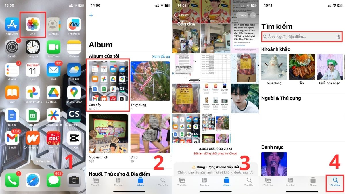 Tìm hình ảnh và video đã tải về trong ứng dụng Ảnh của iPhone