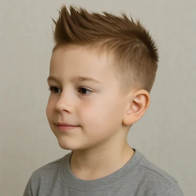 Bé trai 7 tuổi với kiểu tóc Faux Hawk năng động