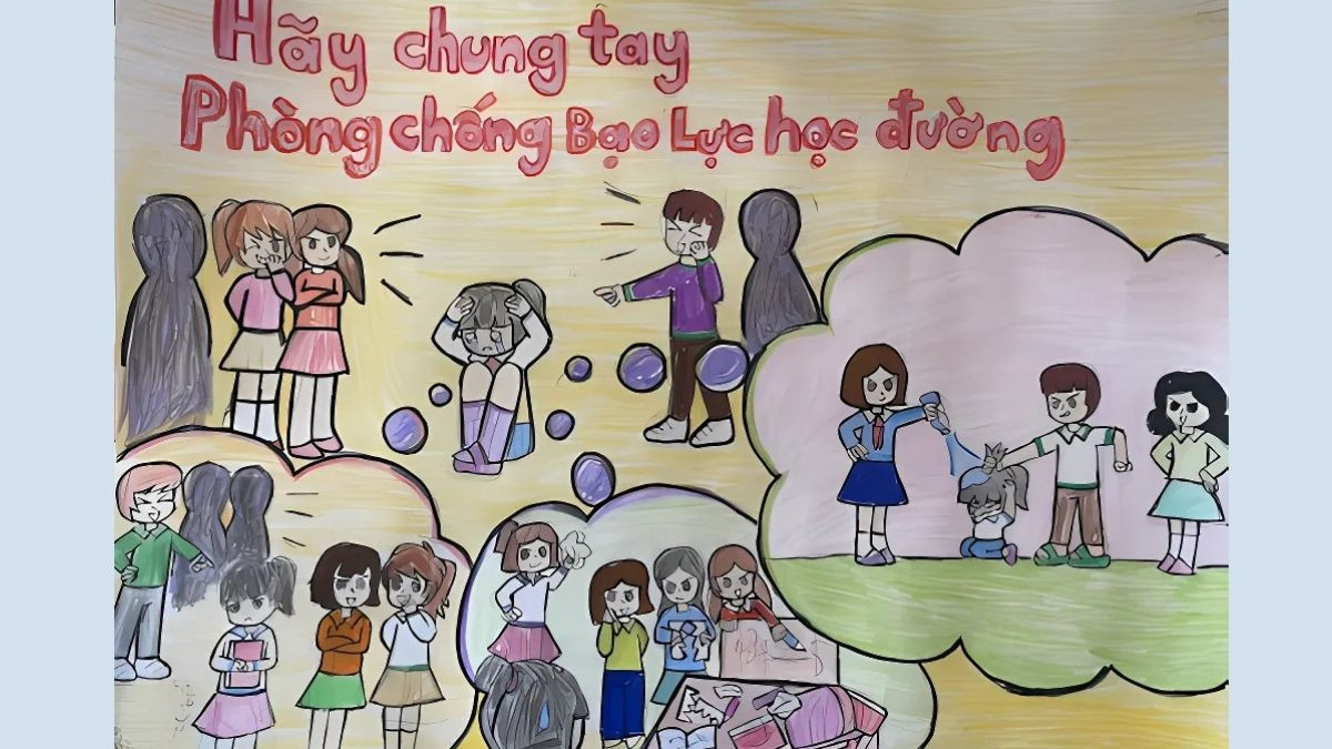 Tranh vẽ tuyên truyền xã hội văn minh không bạo lực