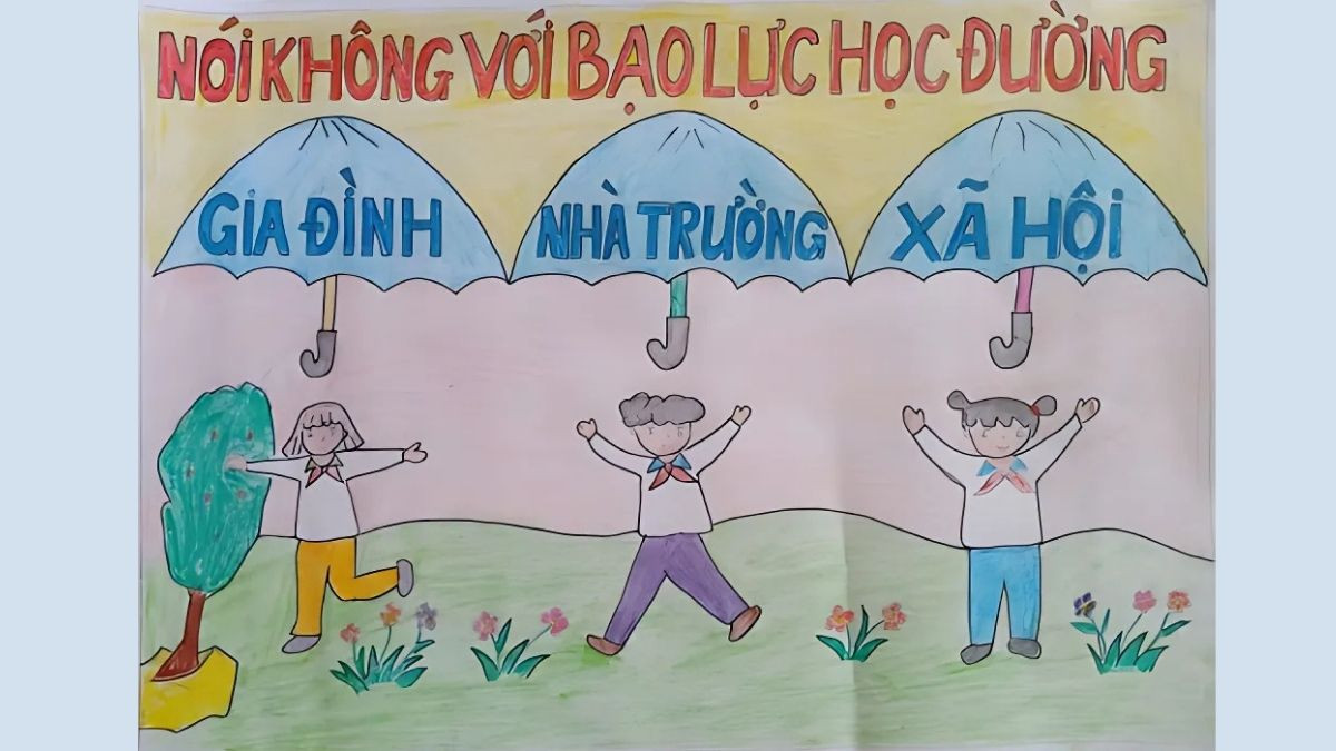 Tranh vẽ tác hại của bạo lực học đường