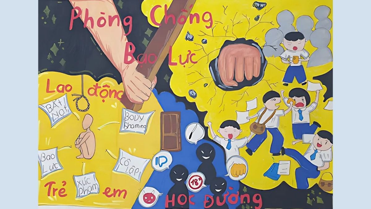Vẽ tranh bạo lực học đường tuyên truyền vì thế giới không bạo lực