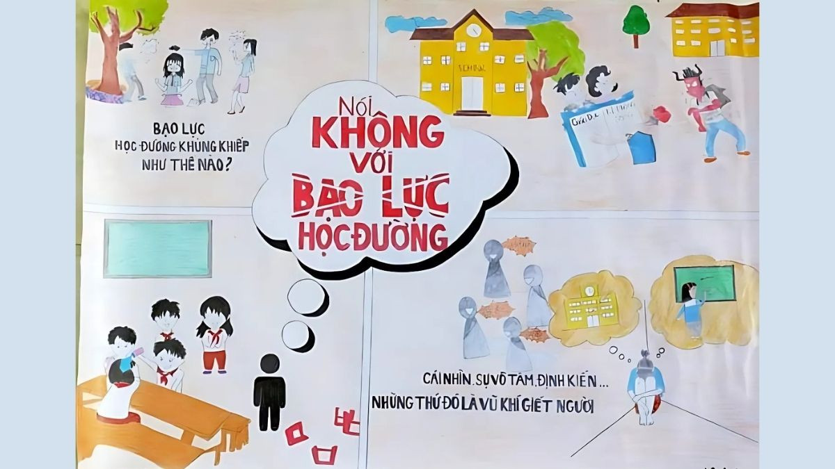 Tranh vẽ tuyên truyền về bạo lực học đường