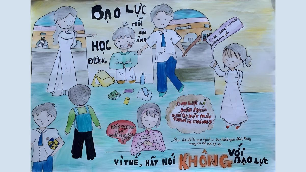Bức vẽ giáo dục kỹ năng sống chống bạo lực