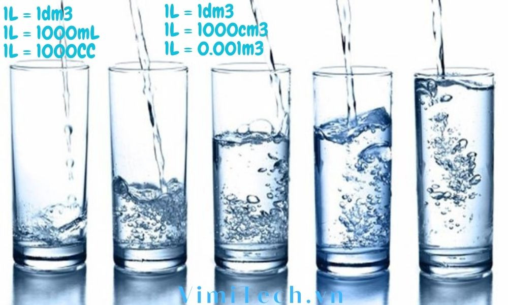 Bảng quy đổi dung tích từ Lít sang các đơn vị mililit, cc, cm3, dm3, m3