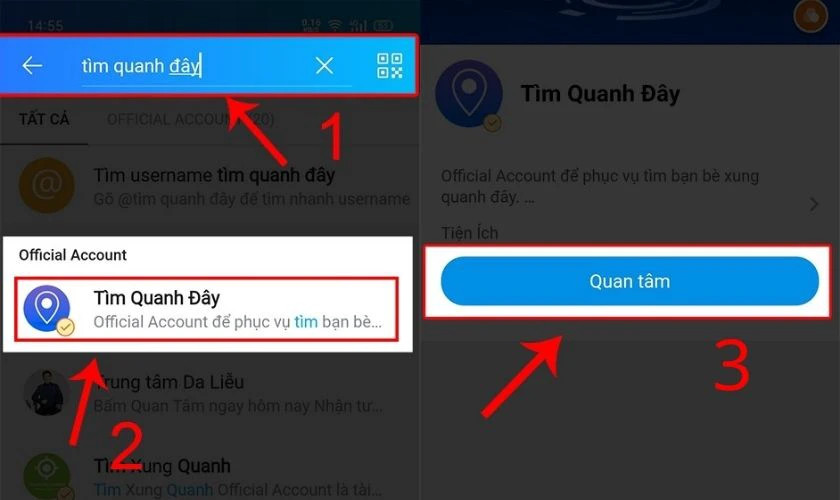 Hướng dẫn bật tính năng Tìm quanh đây Zalo trong phiên bản cũ