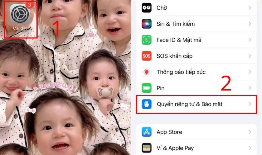 Vào Cài đặt quyền riêng tư và bảo mật trên iPhone