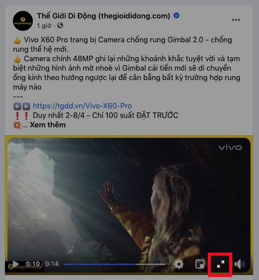 Chọn video và nhấn biểu tượng mũi tên để lấy ID trên Facebook