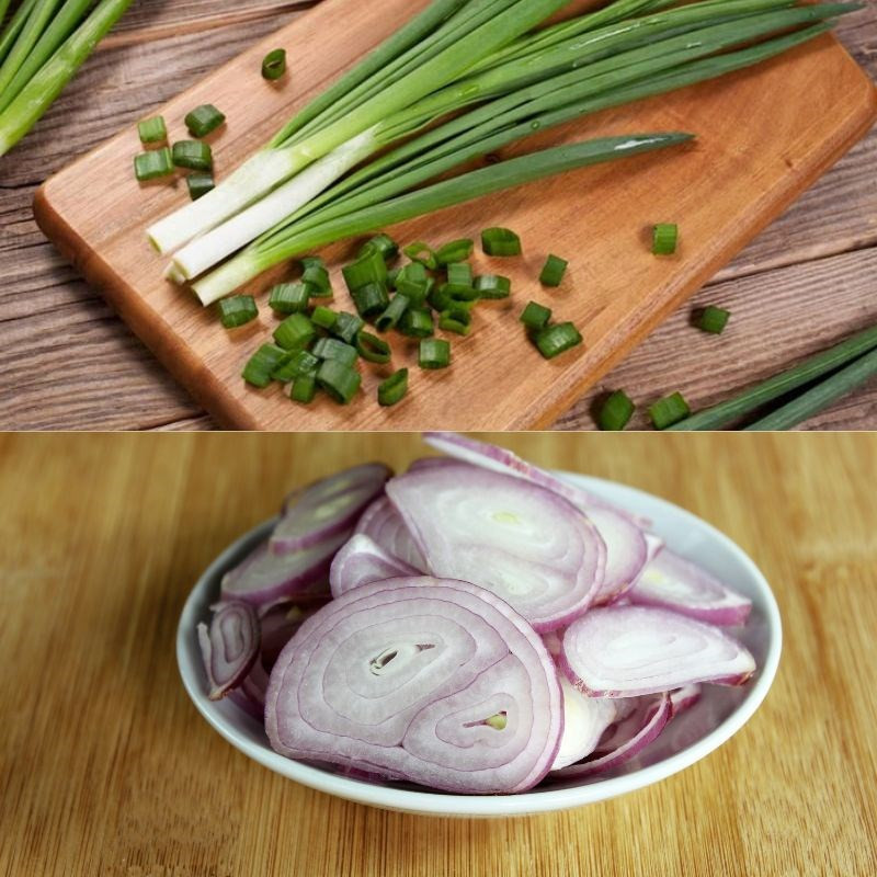 Sơ chế hành lá và hành tím