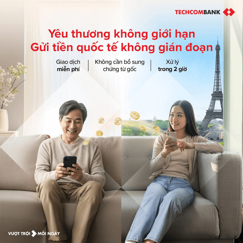 Dịch vụ chuyển tiền quốc tế tiện lợi với Techcombank