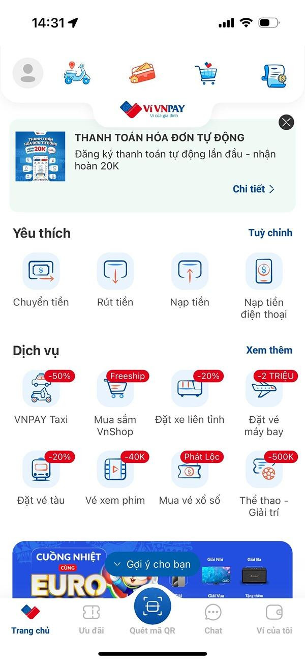 Bước 1: Mở ứng dụng VNPAY và chọn mục "Vé xem phim".