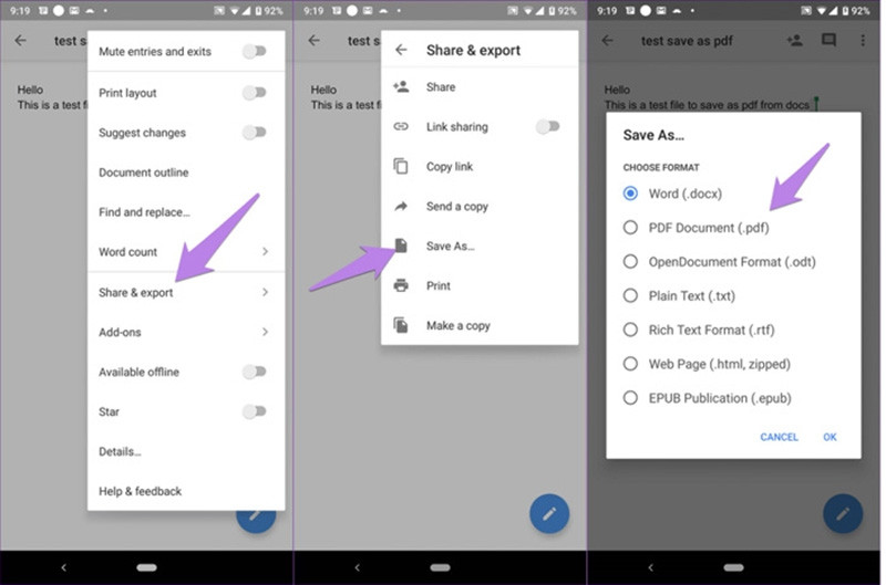 Thao tác chia sẻ và xuất file sang định dạng PDF trong Google Docs
