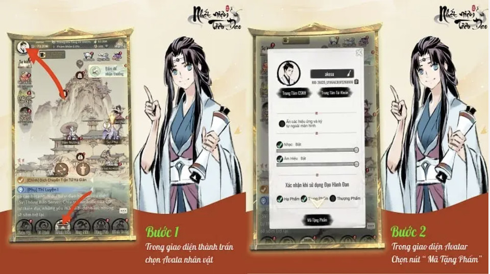 Hướng dẫn chọn avatar để nhập mã tặng phẩm trong game