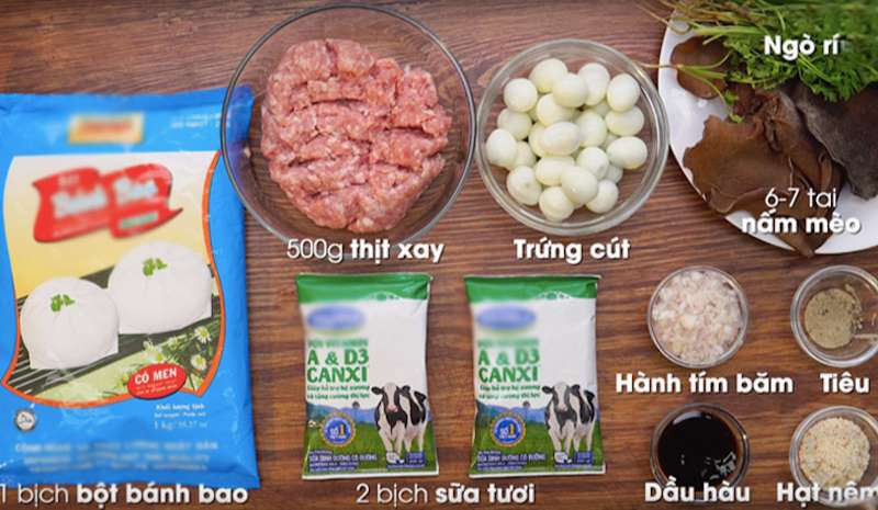 Nguyên liệu làm bột bánh bao từ bột pha sẵn