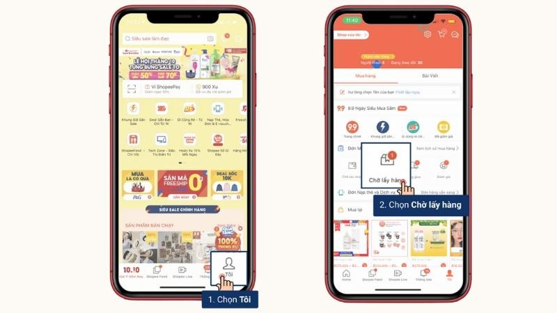 Giao diện Shopee hiển thị cách hủy đơn hàng khi đơn chờ xác nhận
