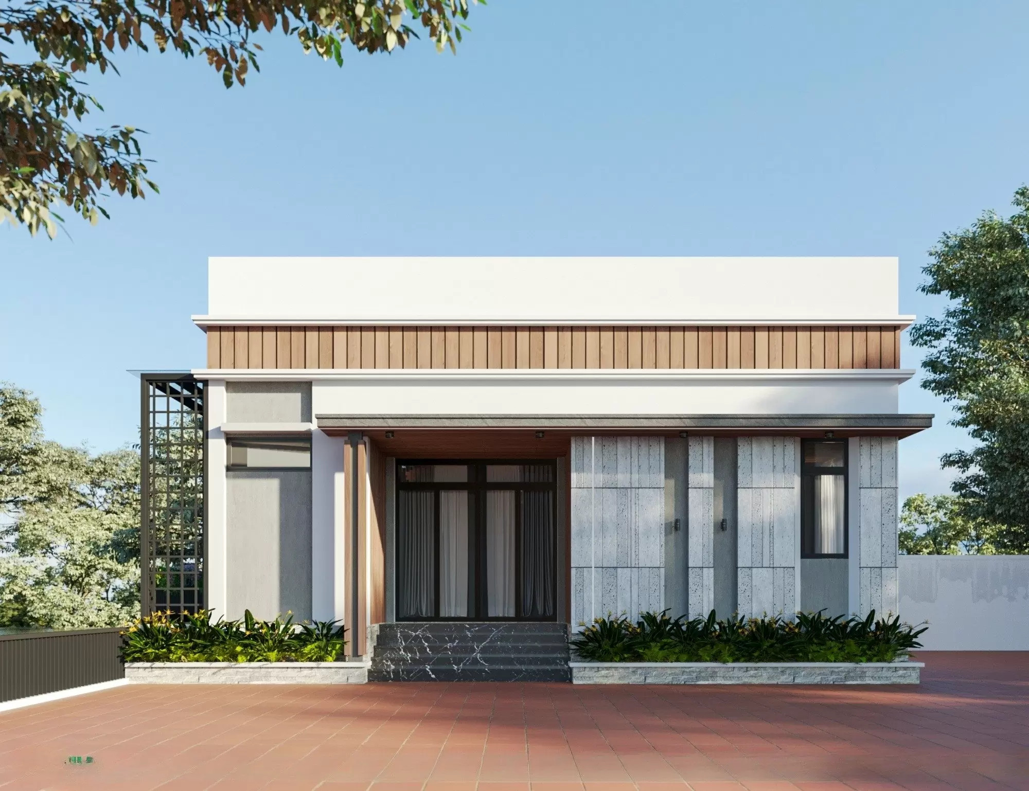 Mẫu nhà cấp 4 nông thôn 250 triệu mái bằng