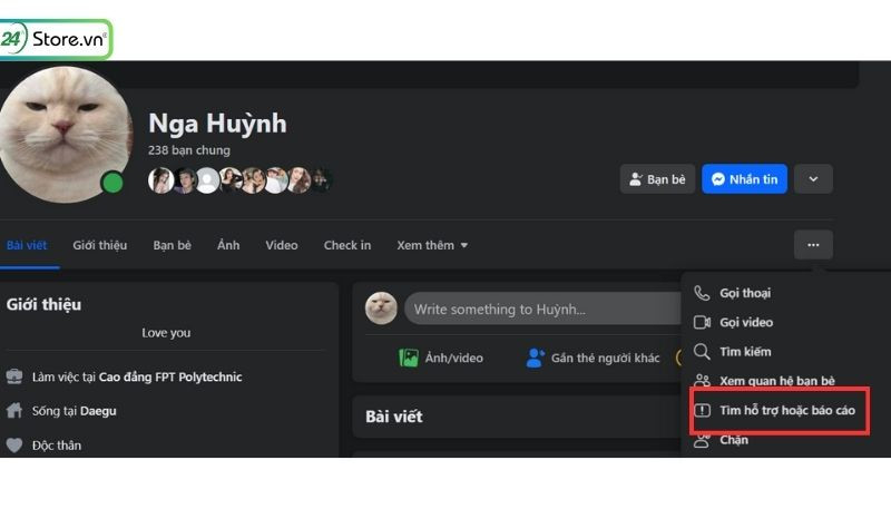 Bước báo cáo tài khoản Facebook mạo danh