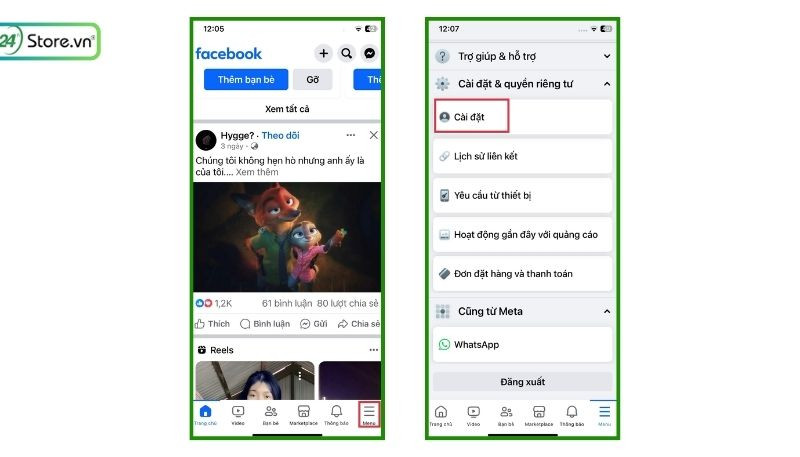 Cách vào cài đặt để xóa tài khoản Facebook