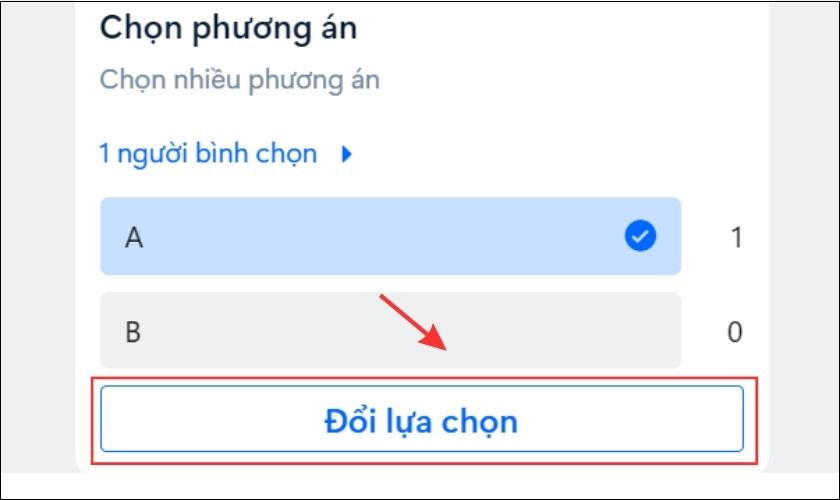 Chọn cuộc trò chuyện có bình chọn và nhấn &quot;Đổi lựa chọn&quot; trên Zalo PC.