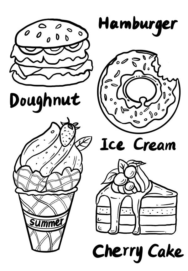 tranh tô màu bánh donut mini dễ thương
