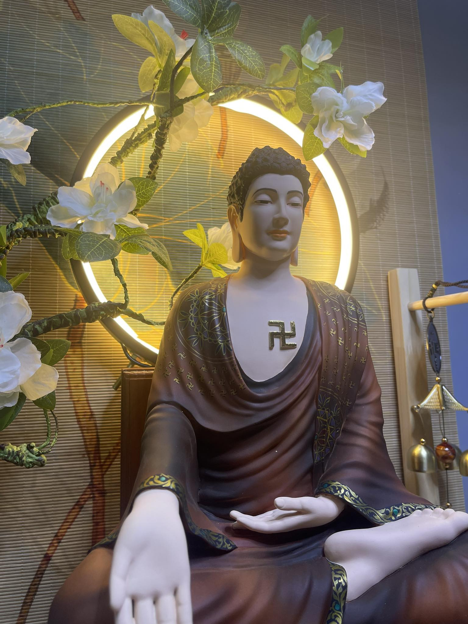 Hình ảnh chi tiết tượng Phật A Di Đà từ bột đá bạch ngọc