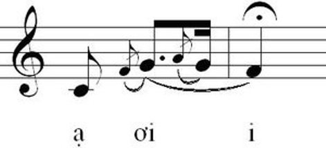 Hình ảnh minh họa ký hiệu âm nhạc của tiếng "hơi" trong hát ru Trung Bộ